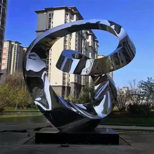 大型不銹鋼鏡面雕塑戶外園林創(chuàng)意金屬擺件校園景觀異形抽象雕塑